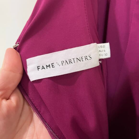 Fame & Partners Fuchsia Magenta Chiffon A-line Flounce Hem Formal Dress Sz 0 - Picture 7 of 8